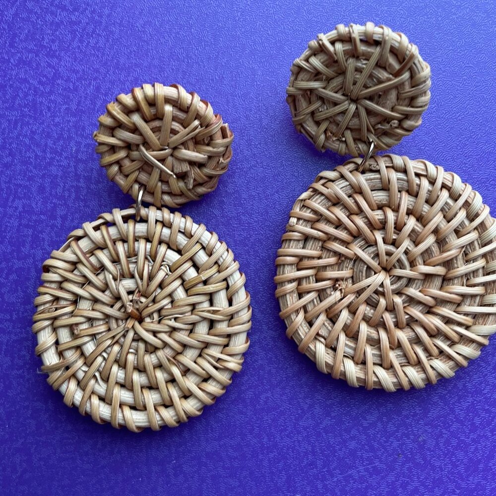 Bundle 3 for $12. Rattan /Wicker Boho Dangle Pierced Earrings
